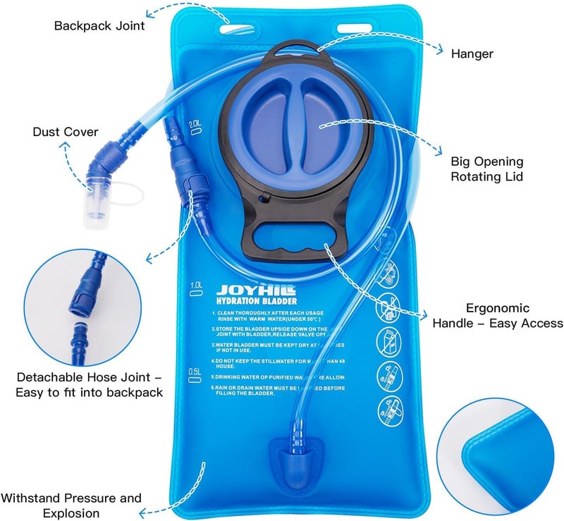 JOYHILL TPU Hydration Bladder,1.5L 2L 3L Water Bladder for Hiking Backpack BPA Free Leak Proof Hydration Pack - Image 2
